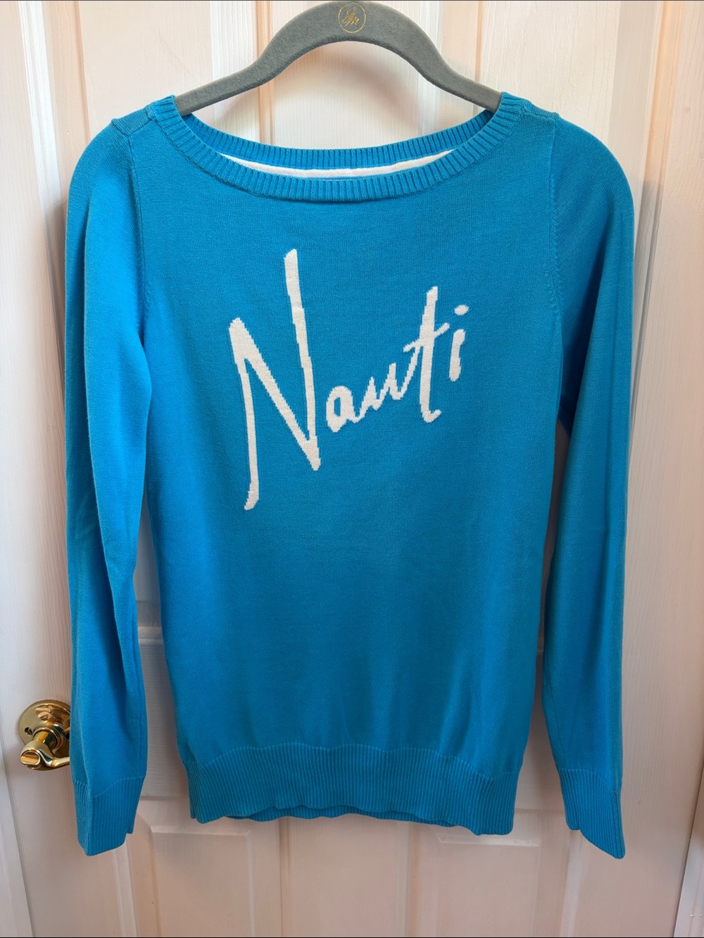 Lilly Pulitzer Bright Teal Blue 'Nauti' Crewneck Sweater